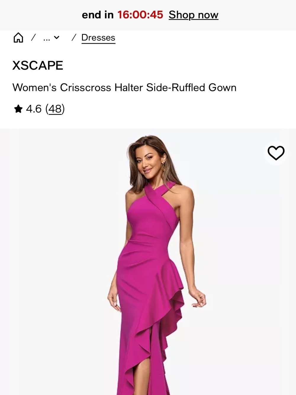 XSCAPE Women's Crisscross Halter Side-Ruffled Gown